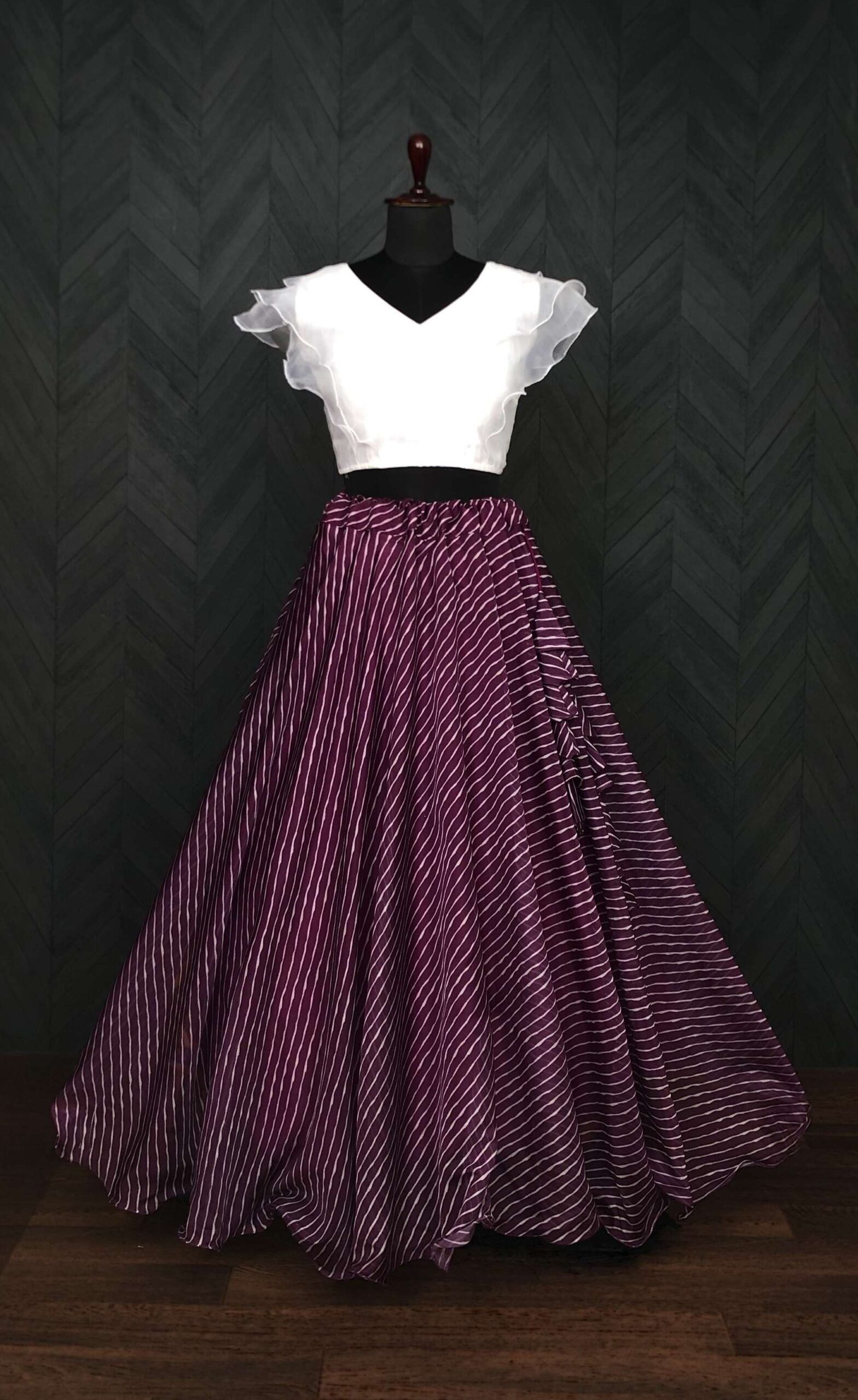 Premium Designer Leheriya Digital Printed Organza Lehenga Choli Set